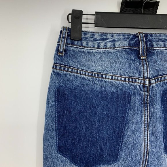 One Teaspoon Denim Skirt Blue Button Fly Pencil Fray High Waist - Picture 7 of 13